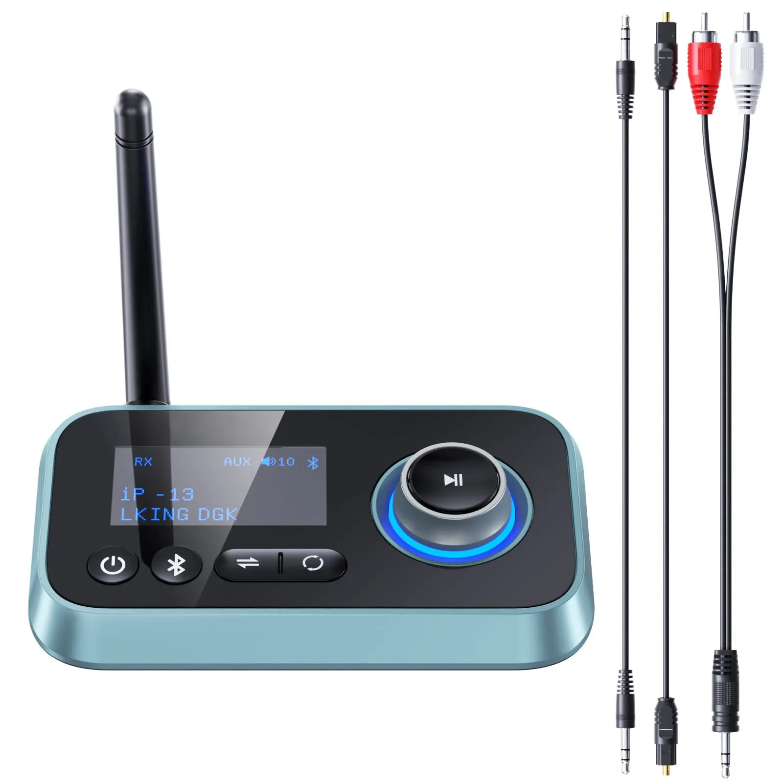 OEM ODM Blau 3 in 1 Bluetooth 5.0 Audio Streaming Box mit LCD-Display optischer AUX RCA Bypass für Fernseher Heim Bluetooth-Empfänger