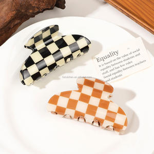 RUICHEN moderna pinza geometrica per capelli accessori per capelli da donna realizzati con disegno <span class=keywords><strong>a</strong></span> scacchiera in acetato - Product Image 6