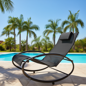 Tumbona de piscina, silla de exterior reclinable de malla, silla mecedora para patio, playa, porche con cojín de textileno resistente a los rayos UV - Product Image 2