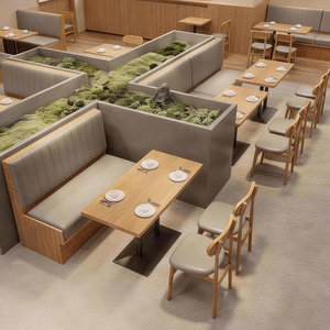 Juego de Mesa de Piedra y Sofás de PU Modernos Personalizados al por Mayor para Restaurante, con Capacidad para 6 Personas, Muebles Comerciales para Centro Comercial, Hotel, Cafetería, Bar - Product Image 3