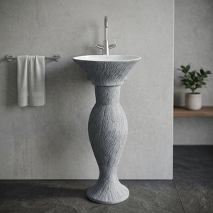 White Dolphin Design Porcelain Ceramic Wash Basin Two Piece <b>Full</b> Pedestal Set - Product Image 6
