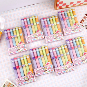 Carino Kawaii 6 pezzi Set di penna evidenziatore in colori caramella stampa firma plastica per l'apprendimento degli studenti per cartoleria - Product Image 6