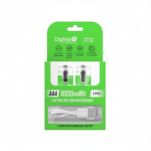 Paquete de baterías recargables USB AA de 3000mWh para dispositivos portátiles - Product Image 3