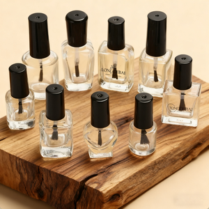 Hot Sale Custom logo 5ml 6ml 10ml 15ml White Black Lid Brush Transparent clear Empty Nail Glue Nail Polish Glass <b>Bottle</b> - Product Image 3