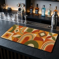 Tapis de bar rétro style années 70, imprimé, antidérapant, imperméable et résistant à la chaleur, pour bar à domicile, coin café