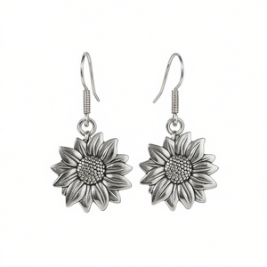 Pendientes colgantes de plata tibetana con forma de flor, chapados en oro rosa, estilo vintage, joyería de moda para mujer E2550 - Product Image 1