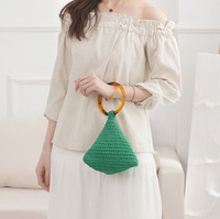Bolso de playa de macramé de ganchillo vintage con borlas, bolso con cordón de algodón para mujer, bolsos de mano tejidos para mujer, monederos de mano