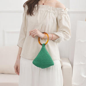 विंटेज क्रॉकेट महिलाओं के साथ विंटेज क्रॉकेट मैकरम समुद्र तट बैग महिलाओं के बुना हाथ बैग क्लच पर्स - Product Image 2
