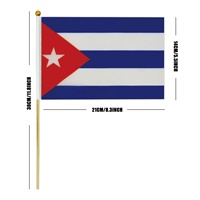 Lot de 10 drapeaux cubains à agiter à la main, 14x21cm, petits drapeaux nationaux sur bâton, mini drapeaux cubains en polyester avec mât en plastique pour événements