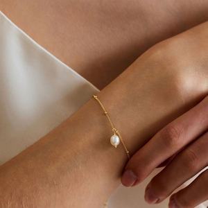 Trengy Anti Tarnish Fine <b>Chain</b> Link Luxury Ladies' Stainless Steel Dainty <b>Chain</b> Pearl Bracelet for Women - Product Image 3