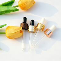 Flacon d'huile essentielle transparent, noir mat, ambre, 5 ml, mini flacon compte-gouttes en verre avec différents compte-gouttes