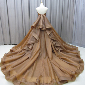 Robe de soirée longue en satin à épaules dénudées, robe de bal, robe de mariée, robe de fiançailles MZ0006 - Product Image 3