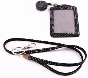 Lanière brillante de <span class=keywords><strong>strass</strong></span> de cadeaux de personnel de dame de beauté avec le <span class=keywords><strong>porte</strong></span>-carte de bobine d'insigne de collier en cristal de Bling - Product Image 5