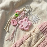 Porte-clés Fleur Rose Imprimé 3D, Charme de Sac Cœur Flocon de Neige, Fermoir Étoile Esthétique Coquette, Accessoire de Sac à Dos, Pendentif Personnalisé