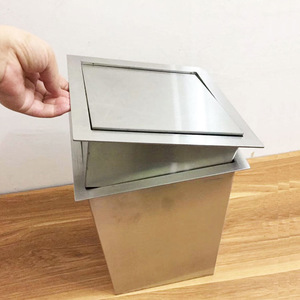 Poubelle encastrée carrée en acier inoxydable 304 pour les toilettes des centres commerciaux ; bac de nettoyage dissimulé pour usage domestique. - Product Image 3