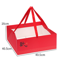 Op voorraad Grote vierkante 15-inch roodroze fruitdoos Cadeaudoos Ecologische meeneemdoos
