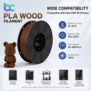 Filament PLA bois Becreative, <span class=keywords><strong>prix</strong></span> usine, 1,75 mm, 1 kg, aspect bois réaliste, toucher lisse, faible odeur, pour imprimantes 3D FDM et moulage - Product Image 3