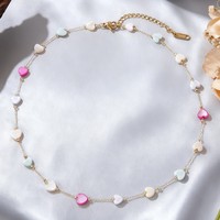 Ensemble collier et bracelet en acier inoxydable avec perles en forme de cœur, plaqué or 18 carats par électrolyse sous vide, bijoux minimalistes polyvalents pour femmes, best-seller