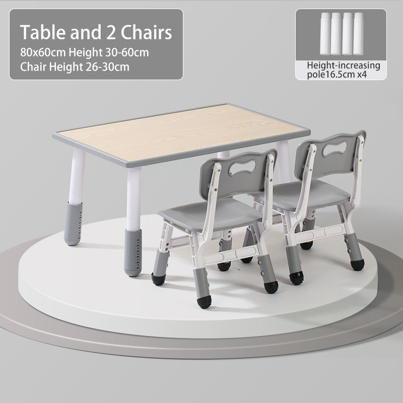 Wood grain gray one table and 2 chairs