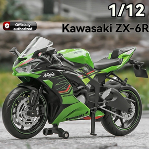 Modelo de Motocicleta de Metal Fundido a Presión a Escala 1:12 de la <span class=keywords><strong>Kawasaki</strong></span> Ninja ZX-6R, Juguete para Niños con Retroceso y Dirección en la Rueda Delantera, Modelo de Simulación Decorativo - Product Image 2