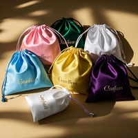 Top qualité impression personnalisée Logo pochette soie Satin tissu cordon poussière Lingerie sacs à main sac Satin cheveux cosmétique bijoux pochette sac