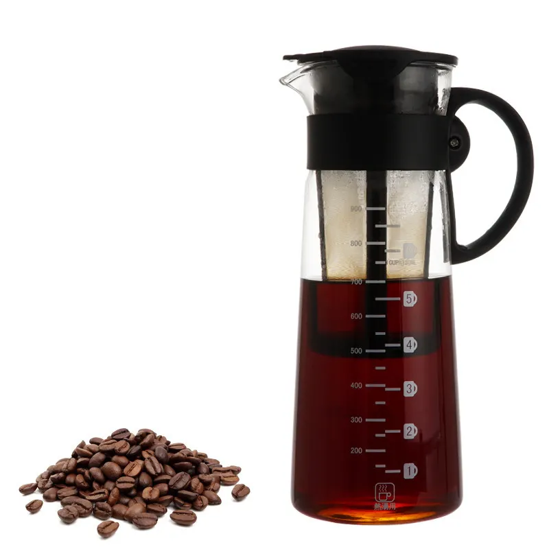 32oz 950ml High Borosilicate Glass Tea Coffee Pitcher Cold Brew Coffee Maker with Long Plastic Infuser