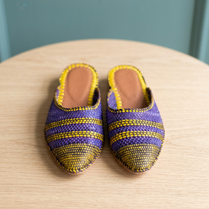 Sandalias Artesanales de Moda con Rayas de Rafia, Colores Mixtos, Punta Abierta, Suela de Cuero Genuino, Transpirables, para Interiores, Todas las Estaciones - Product Image 3