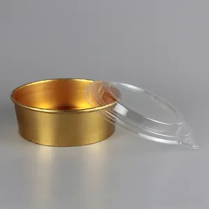 Recipiente de folha de ouro impressão personalizada superior descartável recipiente de salada de papel tigela com tampa - Product Image 1