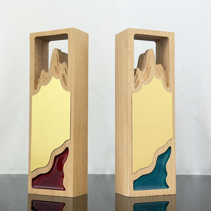 Trophée <span class=keywords><strong>en</strong></span> <span class=keywords><strong>bois</strong></span> personnalisé avec silhouette de montagne et plaque dorée, récompense rectangulaire <span class=keywords><strong>creuse</strong></span> pour la reconnaissance des réalisations professionnelles MH-J0113 - Product Image 4