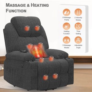 <span class=keywords><strong>Fauteuil</strong></span> inclinable électrique médical à double moteur, grande taille, gris foncé, avec porte-gobelets et chargeur USB, pour personnes âgées - Product Image 5