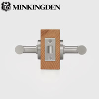 Poignée de porte minimaliste en laiton massif, standard américain, avec serrure à levier à mortaise pour passage et intimité, avec clés, finition nickel brossé
