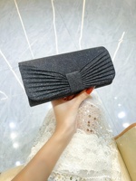 Sac de soirée plissé avec nœud pour femme, pochette élégante, sac à bandoulière chaîne, sac de fête, sacs de mariage formels, sac à main style enveloppe