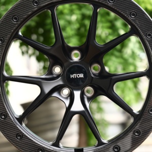Jantes forgées HTOR, finition noire mate avec bord en fibre de carbone, 16-24 pouces, 5 trous, jantes de voiture pour SUV A4 Macan Cayenne <span class=keywords><strong>911</strong></span> GLE GLC - Product Image 4