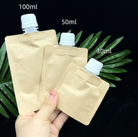Sachet Doypack en papier kraft avec bec verseur, étanche et portable, pour shampoing, nettoyant visage et cosmétiques de voyage, vente en gros