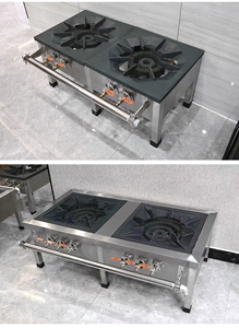 موقد غاز طبيعي/غاز البترول المسال تجاري منخفض الارتفاع من الفولاذ المقاوم للصدأ من لايرو بتصميم مزدوج ثلاثي الحلقات وعالي الطاقة - Product Image 4