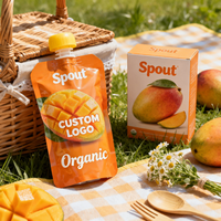 Pochette d'emballage de jus de 200 ml avec boîte de présentation, emballage liquide alimentaire de luxe biodégradable transparent pour boissons