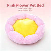 Coussin de luxe en peluche en forme de fleur pour animaux de compagnie, lit doux pour chat, coussin épais et chaud toutes saisons pour petits et moyens animaux