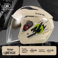 Casque de moto électrique certifié 3C en ABS 3/4 avec double visière, design chaud pour l'hiver et toutes saisons, pour femmes et hommes