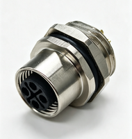 M12-S4S-M16 4-poliger M12 Rundstecker IP67 Wasserdicht 12A 630V Rückseitige Installation Buchsenanschluss Geschweißter Automatisierungs-Sensorkabel-Steckverbinder