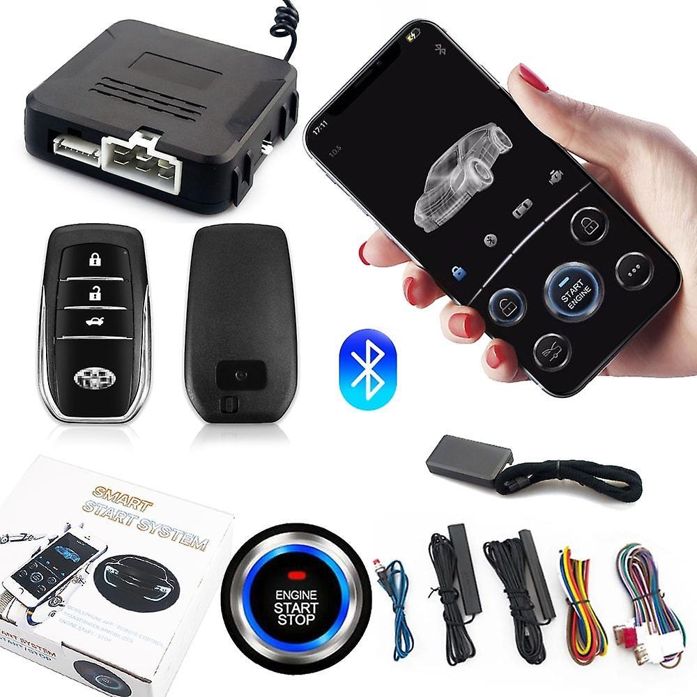 Smart BT Phone APP Controle PKE Keyless Entry Engine Start Sistema de Alarme Botão Remoto Starter Parar Auto Sistema Anti-roubo