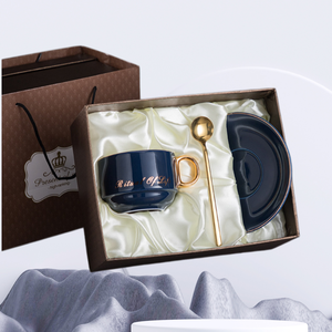 Set di Tazze e Piattini da Caffè di Lusso con Logo Personalizzato, Confezione Regalo di Prestigio per Matrimoni e <span class=keywords><strong>Regali</strong></span> Aziendali - Product Image 1