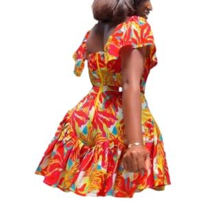 Combinaison décontractée pour femme à imprimé explosif, taille cintrée, plissée et à manches volantées, Tendance - Product Image 2