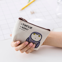 Dompet koin Mini desain hewan lucu dompet kecil ritsleting dompet koin wanita mode dompet koin kanvas rantai kunci