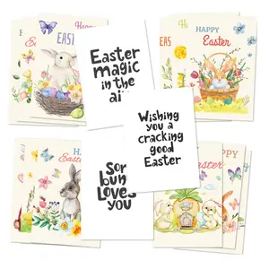 2024 nuovo 12 pezzi a tema coniglio carino festa di coniglio cartolina di auguri happy Easter festival