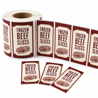 Étiquettes d'emballage personnalisées pour tranches de bœuf congelées |   Autocollants imprimés en rouleau pour barquettes à viande |   Impression d'étiquettes alimentaires OEM
