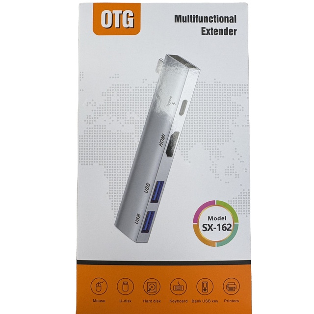 Multifunctional Type-C OTG Extender SX-162, 4 Port USB C Hub with HDMI, 2 USB 3.0 and PD Charging for MacBook & Windows Laptops