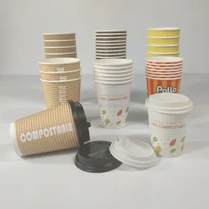 สำหรับเครื่องดื่มร้อนReusable Single Wallกาแฟชาถ้วยกระดาษTakeawayย่อยสลายได้ถ้วยกาแฟ