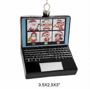 Adorno Navideño para Árbol de Navidad, Adorno de Cristal para Ordenador con Diseño de Grinch y Papá <span class=keywords><strong>Noel</strong></span> para Videollamadas - Product Image 3
