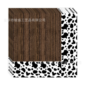 Nouvelles vaisselle jetables en papier à motif bois <span class=keywords><strong>de</strong></span> cowboy avec couleurs noir/blanc/<span class=keywords><strong>rose</strong></span> pour anniversaires et festivals, serviettes - Product Image 4