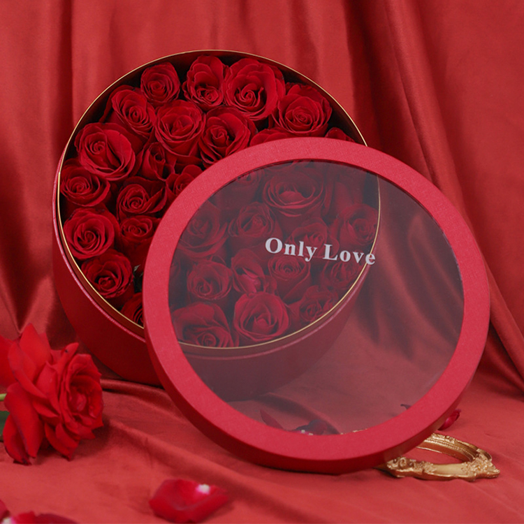 Luxury Wholesale Valentines Day Gift 2023 Paper Packaging Round Flower Heart Box for Flowers
